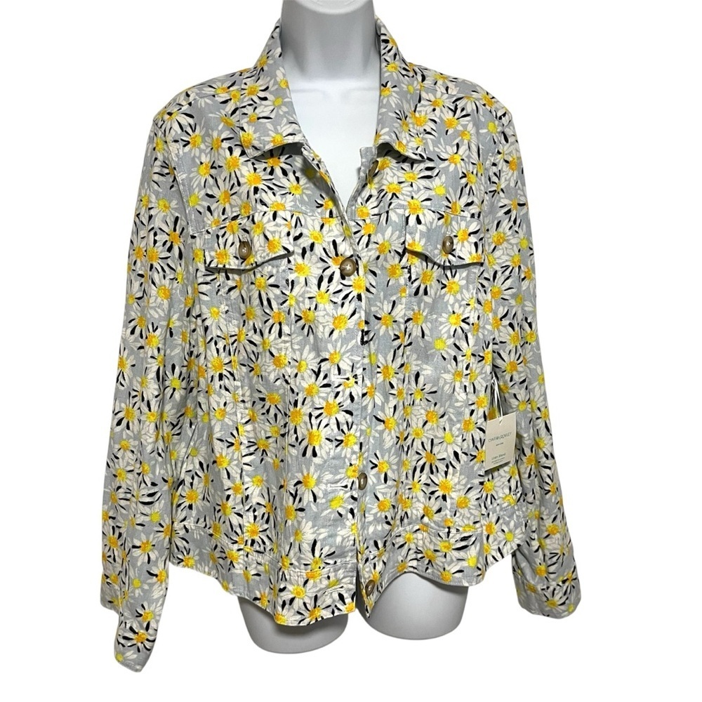 NWT Cynthia Rowley Yellow White Floral Linen Daisy Shacket Plus Size XL Spring
